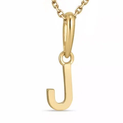 letter j ketting in verguld sterlingzilver met hanger in 9 karaat goud