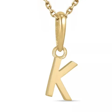 letter k ketting in verguld sterlingzilver met hanger in 9 karaat goud