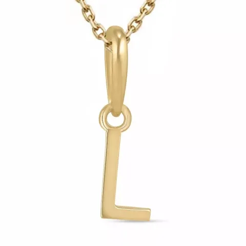 letter l ketting in verguld sterlingzilver met hanger in 9 karaat goud