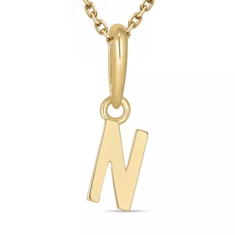 letter n ketting in verguld sterlingzilver met hanger in 9 karaat goud