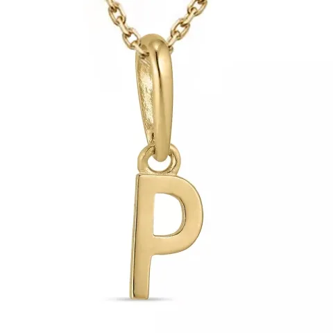 letter p ketting in verguld sterlingzilver met hanger in 9 karaat goud