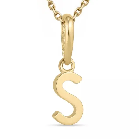 letter s ketting in verguld sterlingzilver met hanger in 9 karaat goud