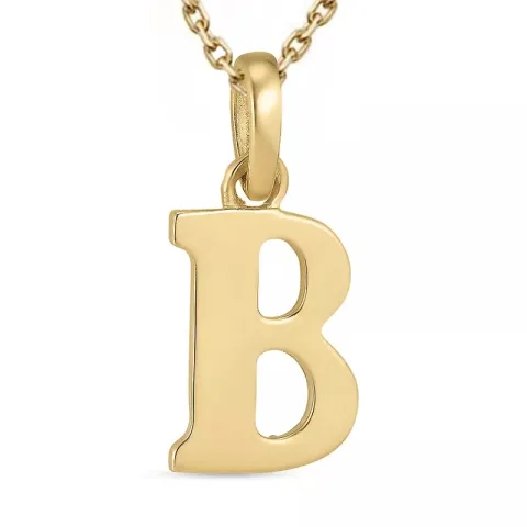 letter b ketting in verguld sterlingzilver met hanger in 9 karaat goud