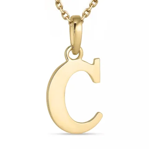 letter c ketting in verguld sterlingzilver met hanger in 9 karaat goud