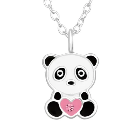 panda ketting in zilver met hanger in zilver