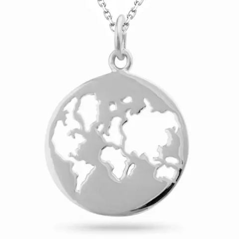 world ketting in zilver met hanger in zilver