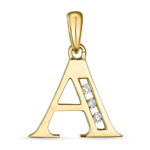 Letter a hanger in 14 caraat goud 0,03 ct