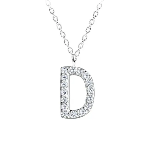 letter d zirkoon ketting in zilver