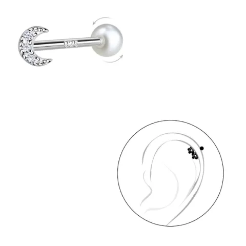 maan zirkoon helix piercing in zilver