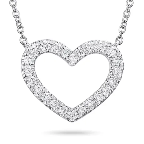 hart diamant ketting in 14 caraat witgoud 0,20 ct