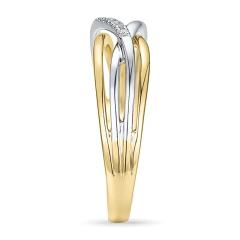 abstract diamant ring in 14 karaat goud-en witgoud 0,045 ct