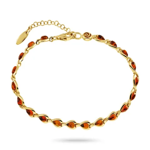 cognac geverfd barnsteen armband in verguld sterlingzilver