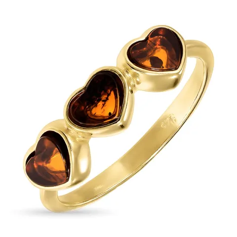 hart barnsteen ring in verguld sterlingzilver