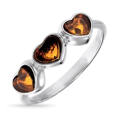 hart barnsteen ring in zilver