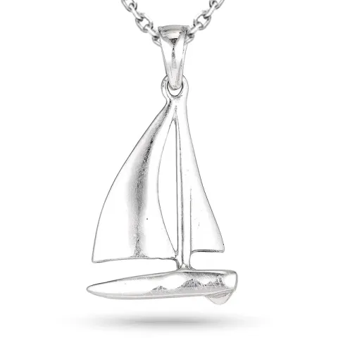 groot zeilschip ketting in zilver met hanger in zilver