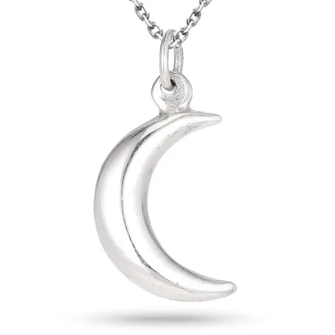 maan ketting in zilver met hanger in zilver