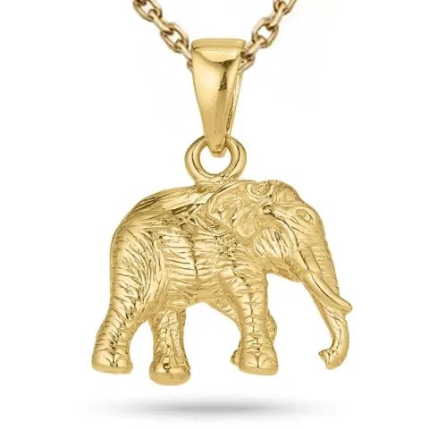 olifant ketting in verguld sterlingzilver met hanger in verguld sterlingzilver