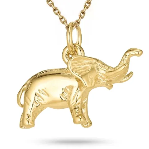 olifant ketting in verguld sterlingzilver met hanger in verguld sterlingzilver