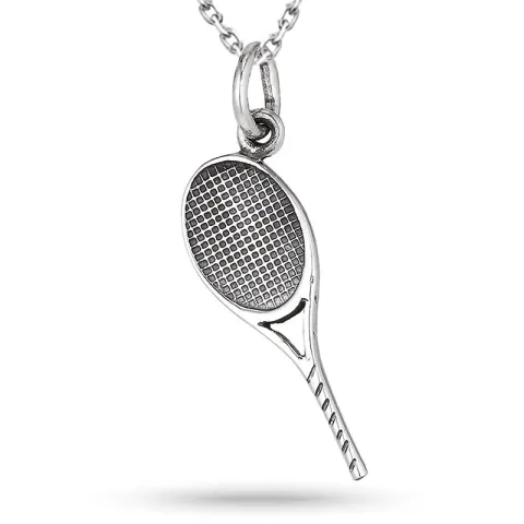 tennisracket ketting in zilver met hanger in zilver