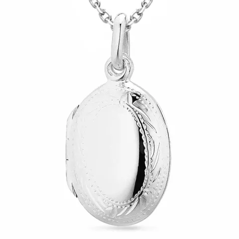 ovaal ketting in zilver met medaillon in zilver