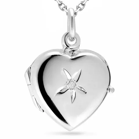 hart diamant ketting in zilver met medaillon in zilver