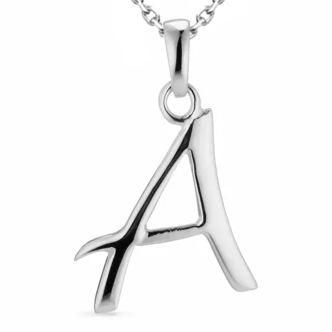 letter a ketting in zilver met hanger in 9 karaat goud