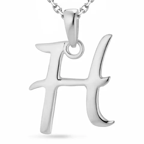 letter h ketting in zilver met hanger in zilver