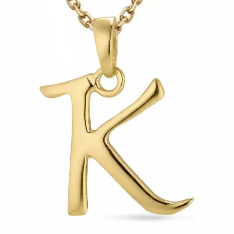 letter k ketting in verguld sterlingzilver met hanger in verguld sterlingzilver