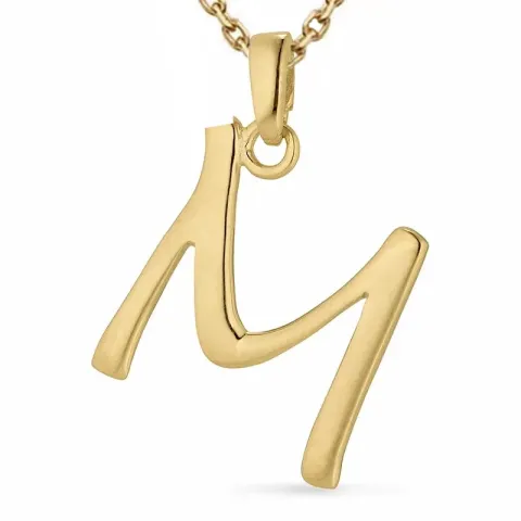 letter m ketting in verguld sterlingzilver met hanger in verguld sterlingzilver