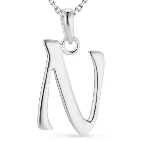 letter n ketting in zilver met hanger in zilver