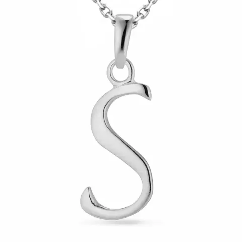 letter s ketting in zilver met hanger in zilver