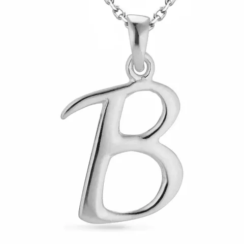 letter b ketting in zilver met hanger in zilver