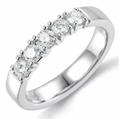 lab grown diamant ring in 14 karaat witgoud 5 x 0,10 ct