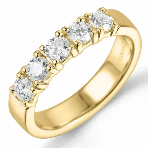 lab grown diamant ring in 14 karaat goud 5 x 0,15 ct