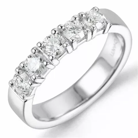 lab grown diamant ring in 14 karaat witgoud 5 x 0,15 ct