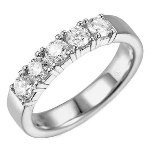 lab grown diamant mémoire ring in 14 karaat witgoud 5 x 0,20 ct