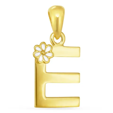 letter e hanger in verguld sterlingzilver