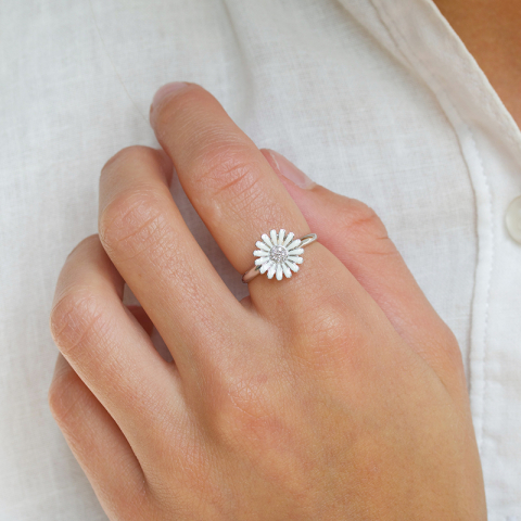 11 mm margriet zirkoon ring in zilver