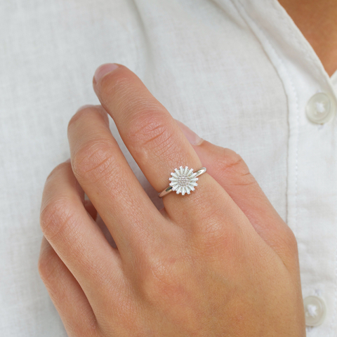 10 mm margriet ring in gerodineerd zilver