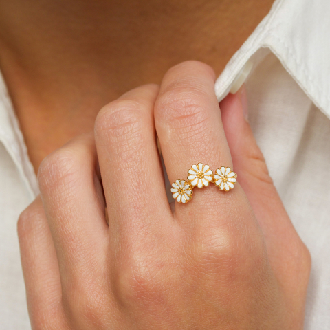 7 mm margriet ring in verguld sterlingzilver