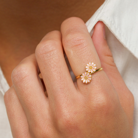 margriet roze ring in verguld sterlingzilver