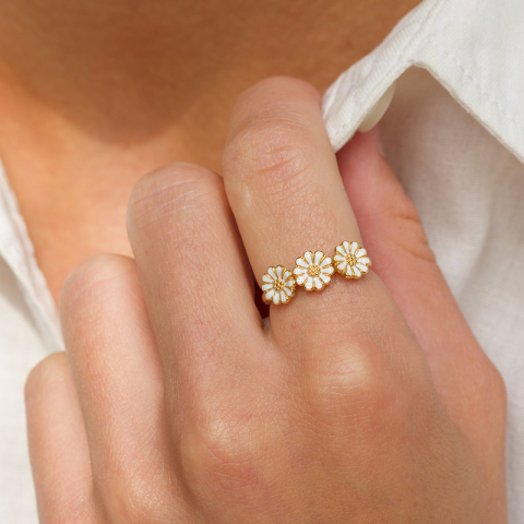 elegant margriet ring in verguld sterlingzilver