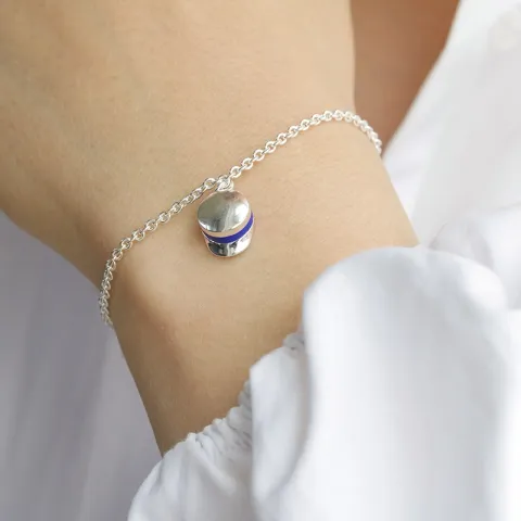 studenten pet blauwe armband in zilver