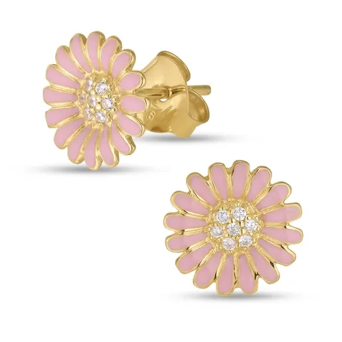 margriet pink oorsteker in verguld sterlingzilver