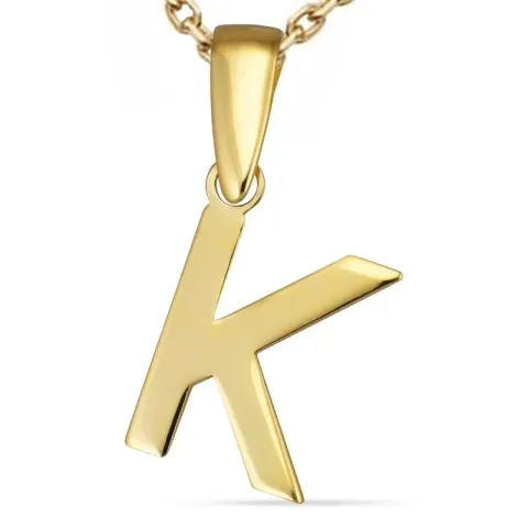 letter k ketting in verguld sterlingzilver met hanger in 8 karaat goud