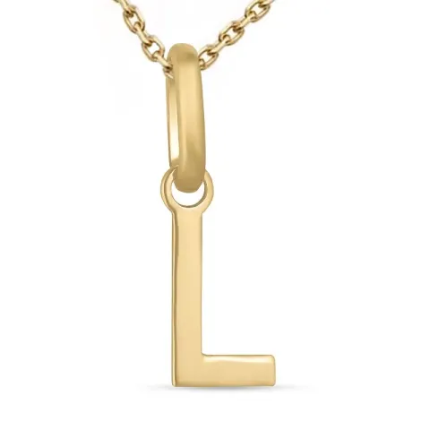 letter l ketting in verguld sterlingzilver met hanger in 9 karaat goud