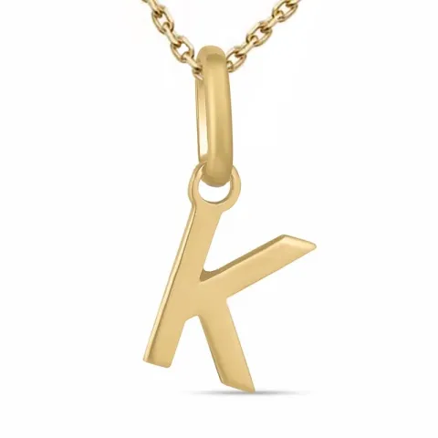 letter k ketting in verguld sterlingzilver met hanger in 9 karaat goud