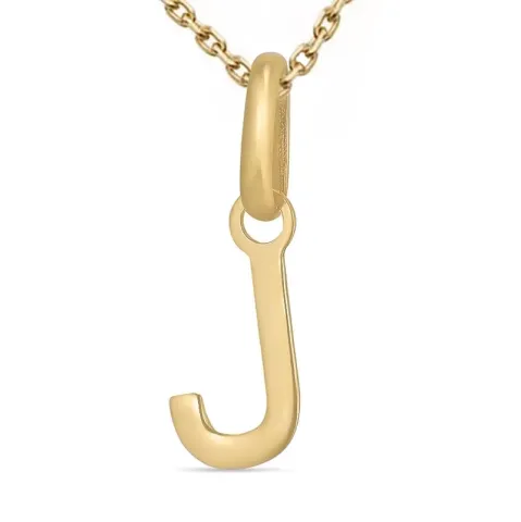 letter j ketting in verguld sterlingzilver met hanger in 9 karaat goud