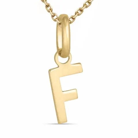 letter f ketting in verguld sterlingzilver met hanger in 9 karaat goud