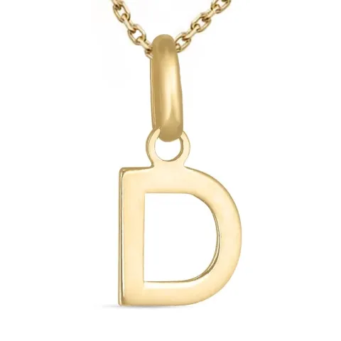 letter d ketting in verguld sterlingzilver met hanger in 9 karaat goud